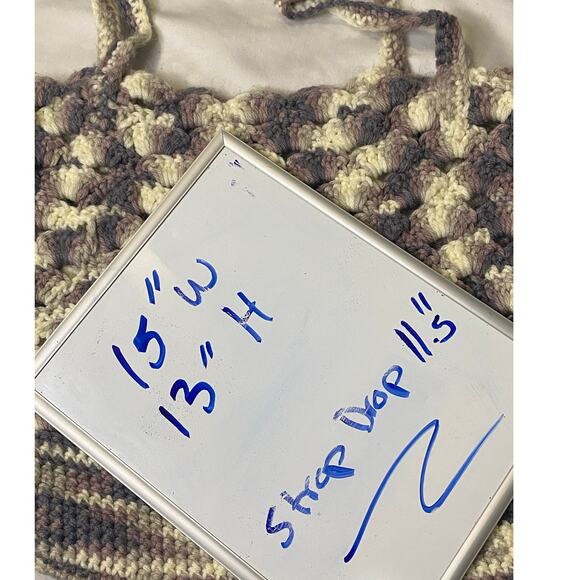 Market Tote‎ Bag Handbag purple, gray Ombre Handmade Crochet Knit beach tote - Picture 6 of 6